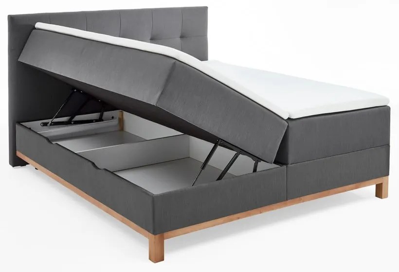 Tmavosivá boxspring posteľ s úložným priestorom 180x200 cm Catania - Meise Möbel