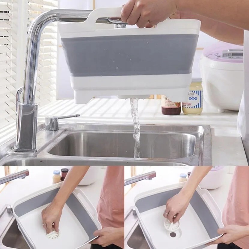 4home Skladací silikónový lavór Clean s odtokom