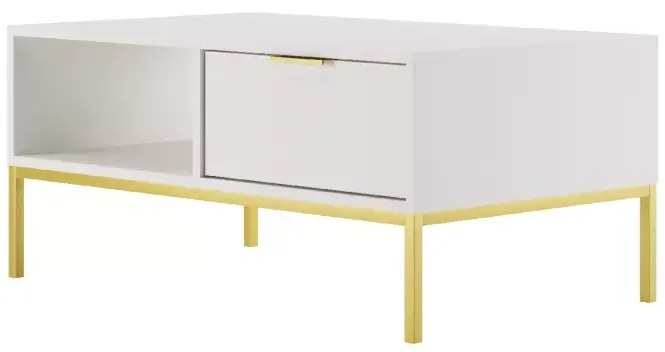Konferenční stolek Austin 100 cm bílá/zlatá
