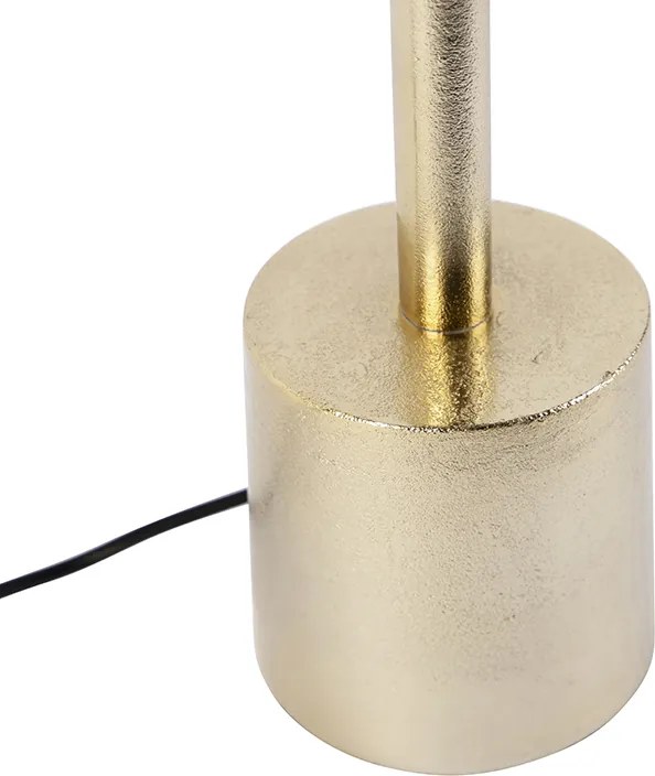 Stolná lampa v štýle Art Deco so zlatým zamatovým tienidlom s motívom pávieho peria 40 cm - Diverso