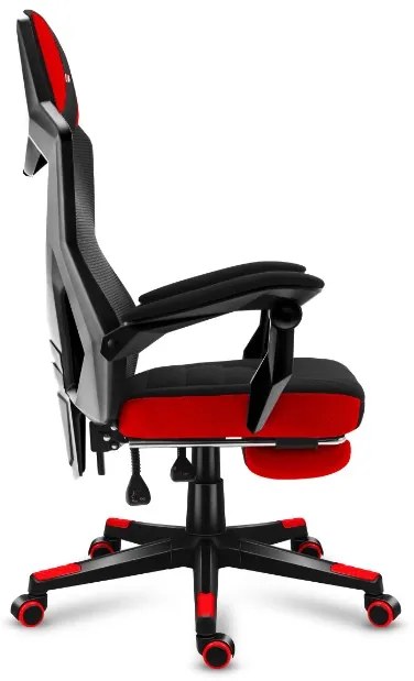 Ergonomické herné červené kreslo s opierkou nôh COMBAT 3.0