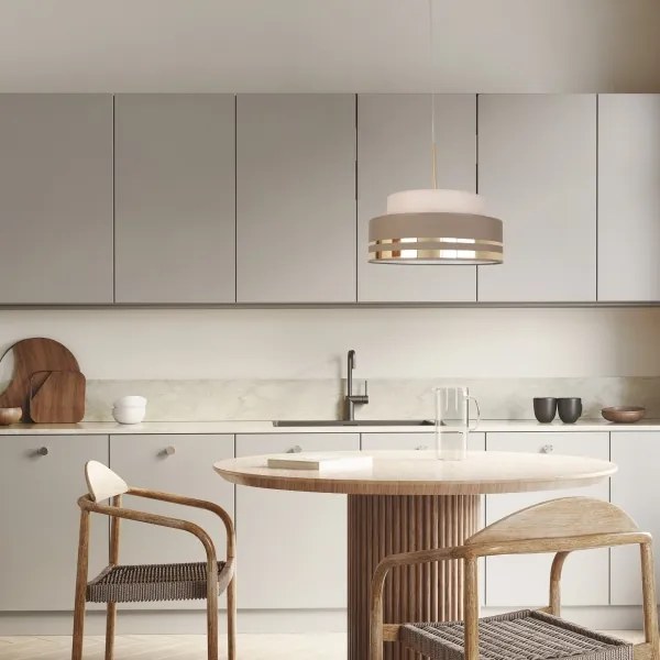 Luster na lanku TAMI 1xE27/60W/230V pr. 40 cm béžová/hnedá/zlatá