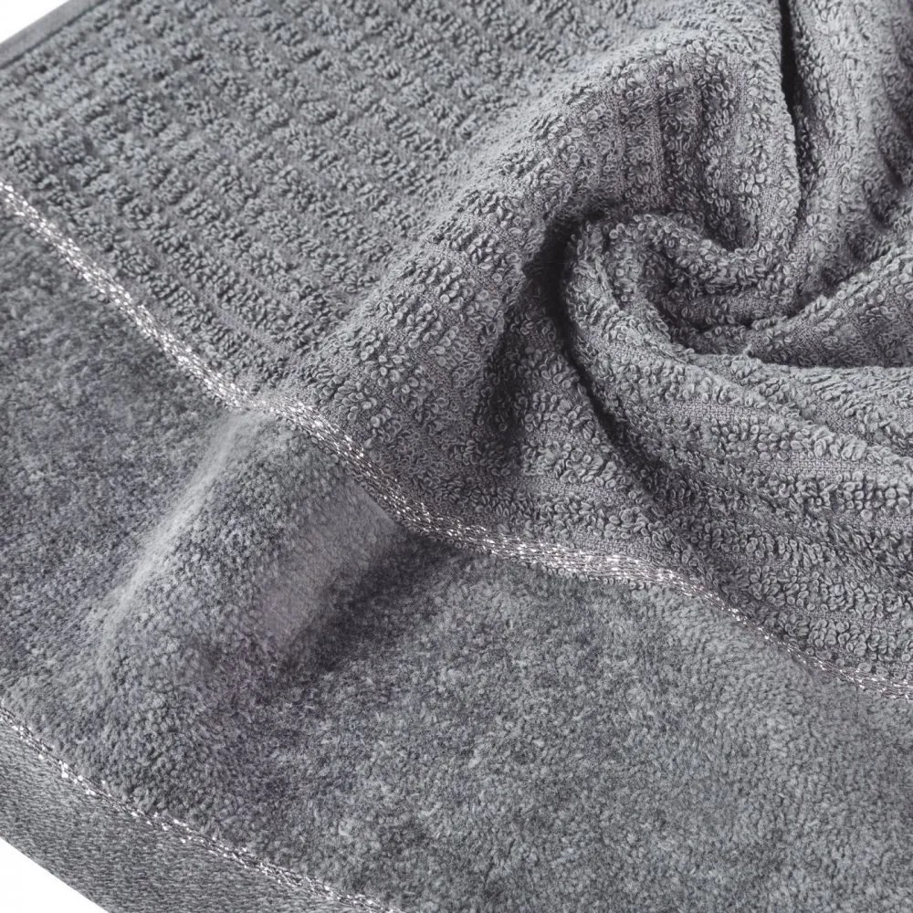 Bavlnená osuška GLORY v tmavo sivej farbe s velúrovým okrajom prešitá lesklou niťou Breite: 50 cm | Länge: 90 cm