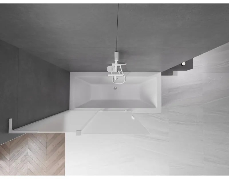 Mexen Velar L, 2-krídlová posuvná vaňová zástena 120 x 150 cm, 8mm sklo námraza, biela matná, 896-120-003-31-20