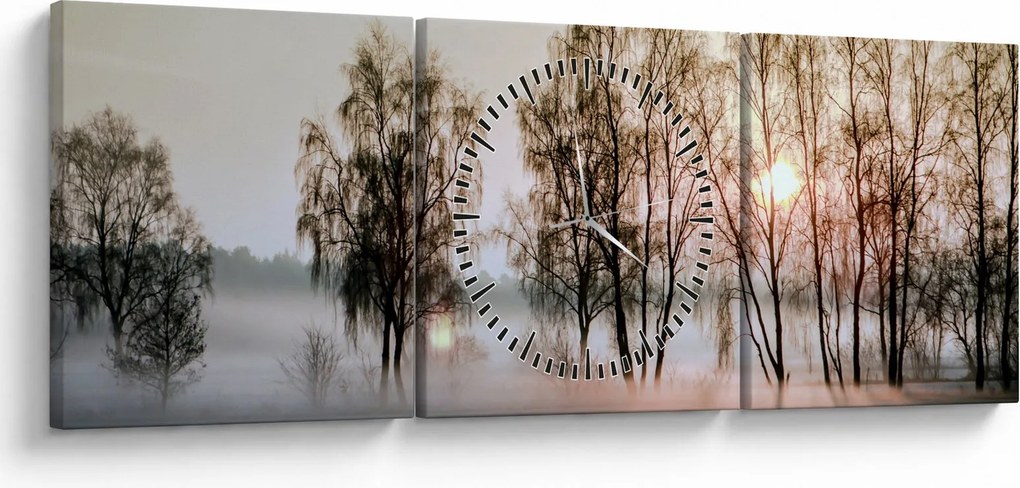 Obraz - Ranná sychravosť (s hodinami) (90x30 cm)