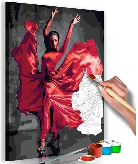 DIY set na tvorbu vlastného obrazu na plátne Artgeist Red Dress, 40 × 60 cm