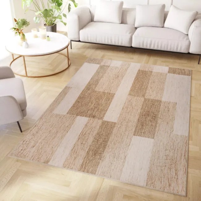 Protišmykový koberec / behúň CRYSTAL PRINT (CR-4) béžový / krémový
