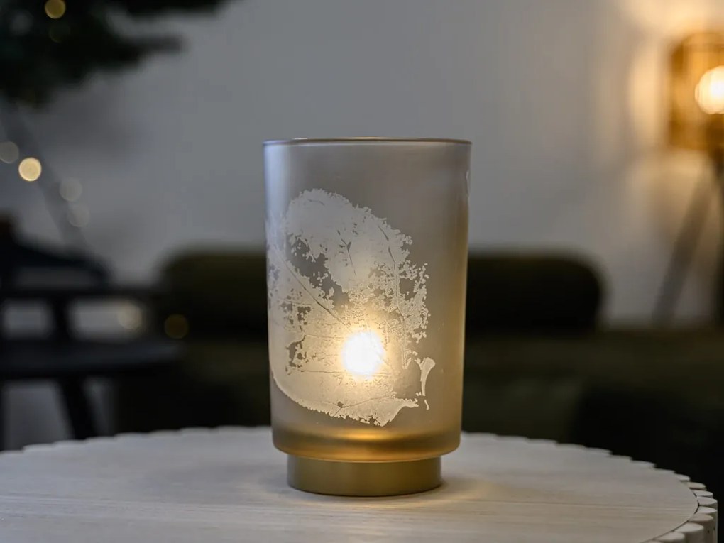 Ružová sklenená LED lampička PINNY, 15 cm