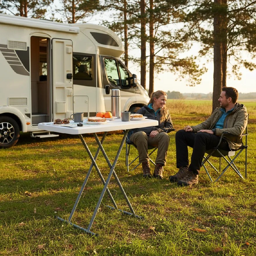 SKLADACÍ TURISTICKÝ/STRAVOVACÍ STÔL 76,5 x 49,5 x 36-71,5 CM NASTAVITEĽNÝ *9613