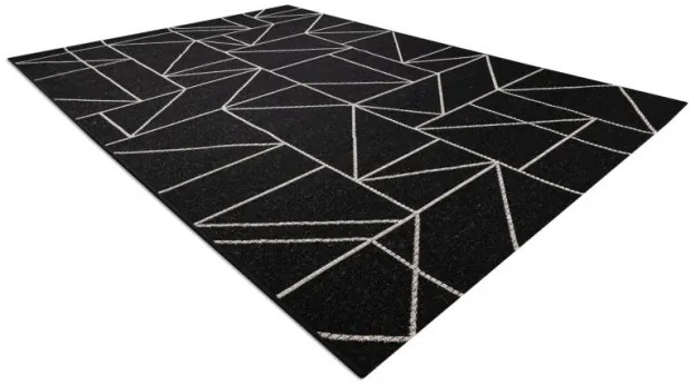 Koberec SIZAL FLOORLUX 20605 geometrický - čierny / strieborný