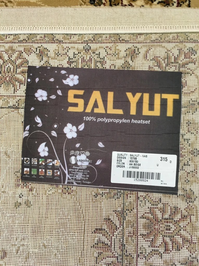 Spoltex, Kusový koberec Salyut beige 1579 B, 120x170, béžová, obývacia izba