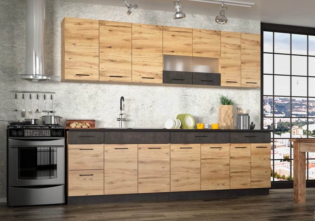 Kuchynská zostava 260 TATIANA, dub grenada-antracit