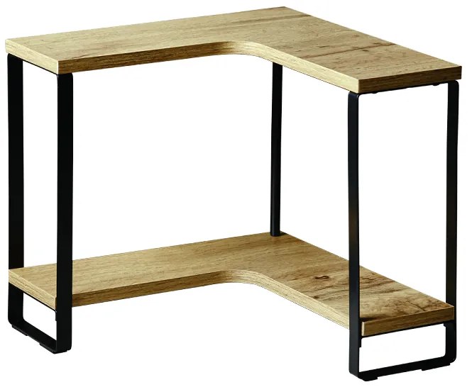 Kesper Rohová 2-poschodová kovová polica, dekor dub 30x30x28