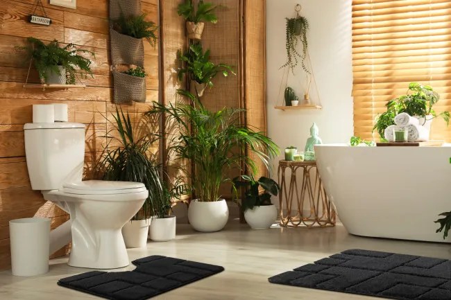 Kúpeľňový koberček SUPREME LINES línie, čierny kruh