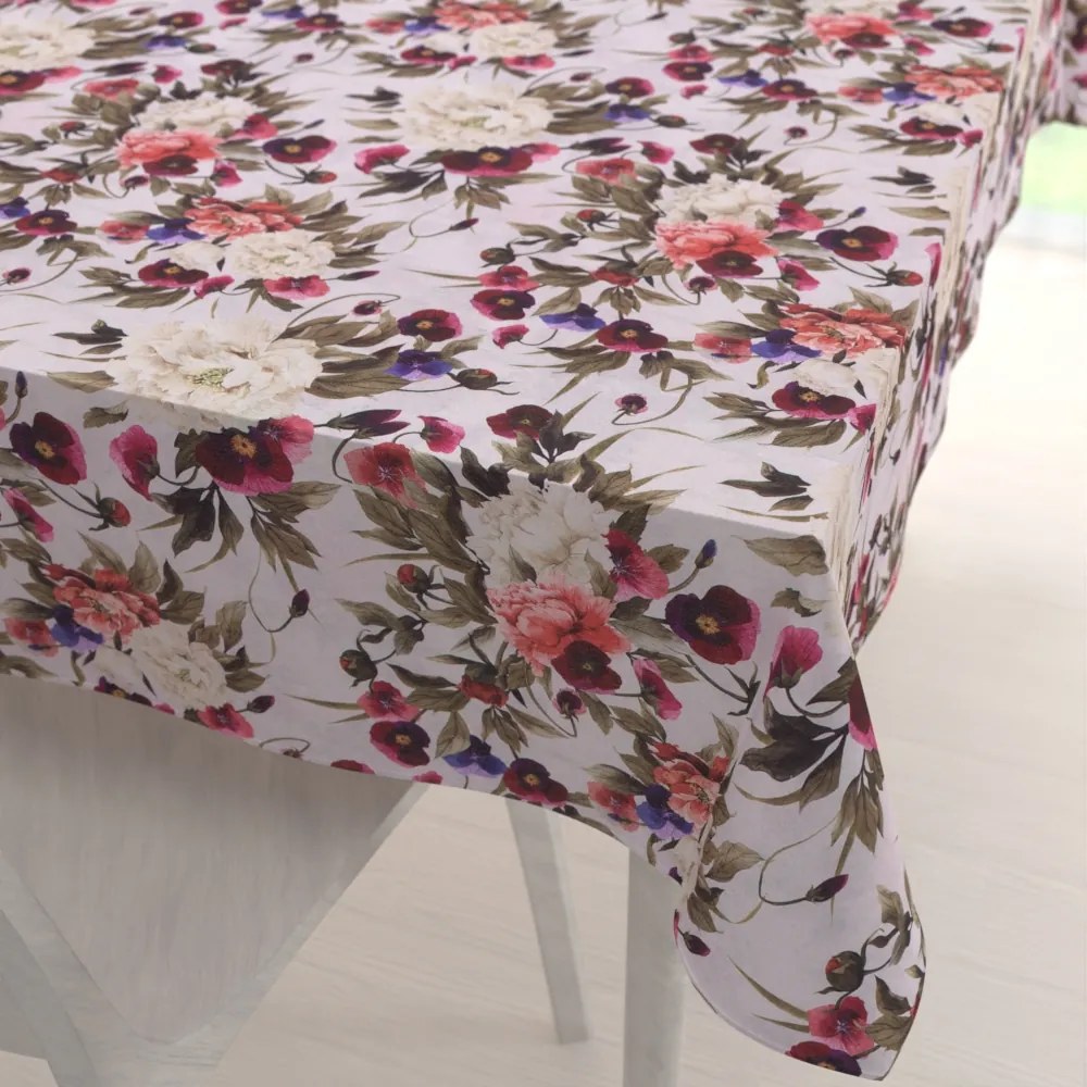 Biante Dekoračný obdĺžnikový obrus Leona LN-075 Farebné kvety na smotanovom 60x100 cm
