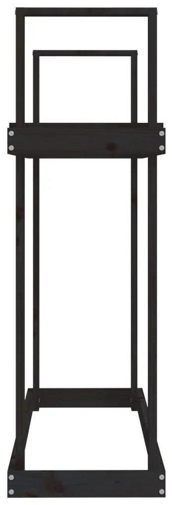 Stojan na palivové drevo čierny 110x35x108,5cm masívna borovica
