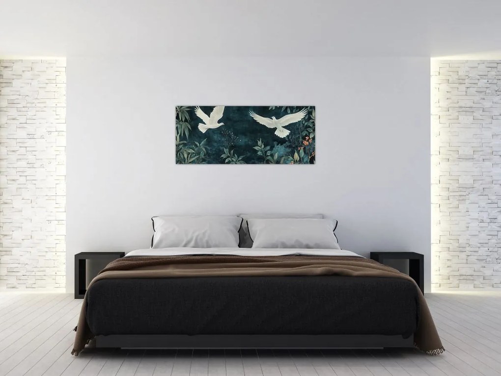 Obraz - Dve holubice (120x50 cm)