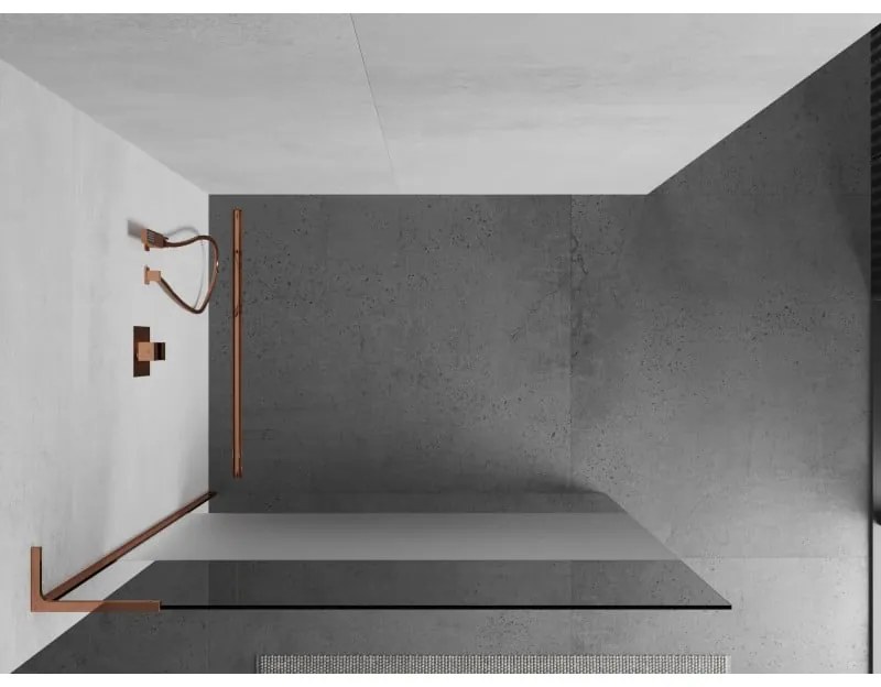 Mexen Kioto L, sprchová zástena Walk-In 120 x 200 cm, 8mm číre sklo-námraza, ružové zlato profil, 800-120-103-60-35