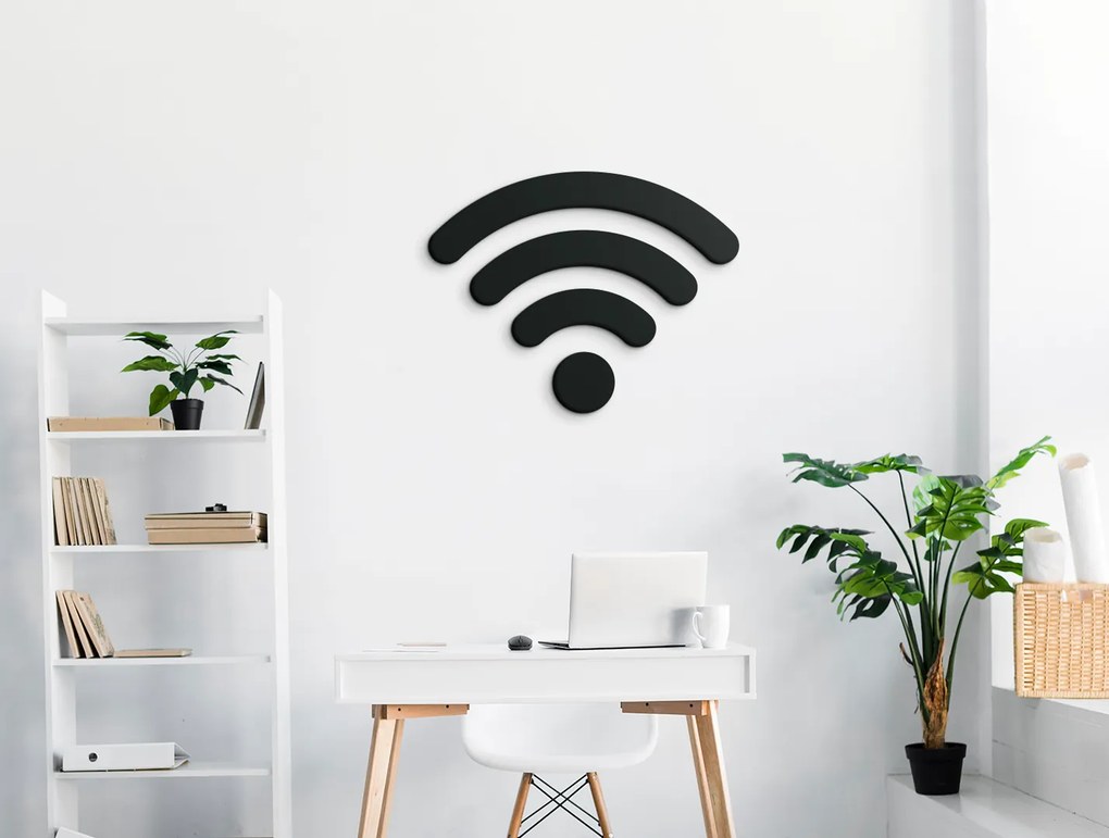 drevko Nálepka Wifi na stenu Rozmer obrazu: 25,5 x 32,5 cm, Farba dekorácie: Čierna