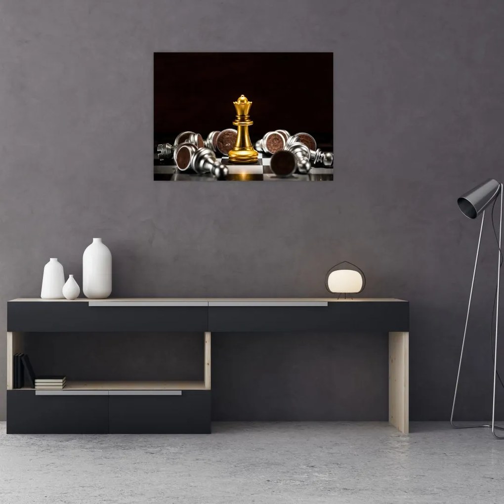 Sklenený obraz - Šachové figúrky (70x50 cm)