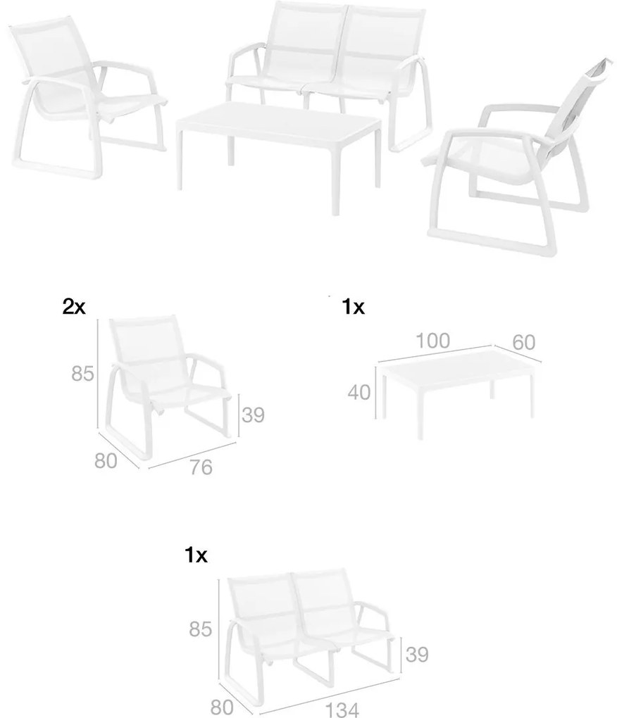 PACIFIC LOUNGE záhradný set s podrúčkami taupe