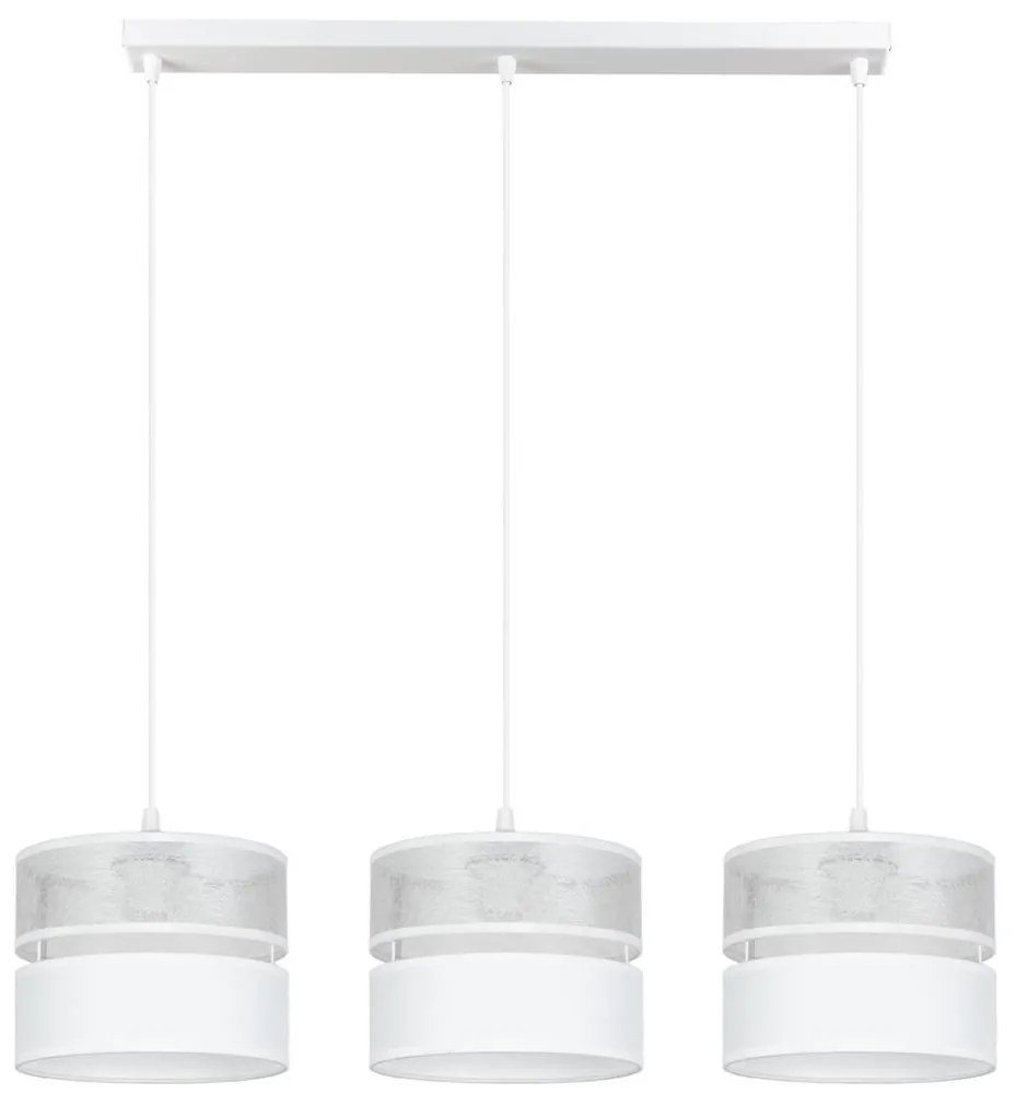 Luster na lanku LIMA 3xE27/60W/230V strieborná/biela