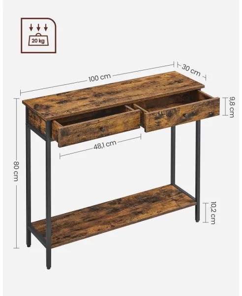 Odkladací stolík LUVOR hnedý/čierny