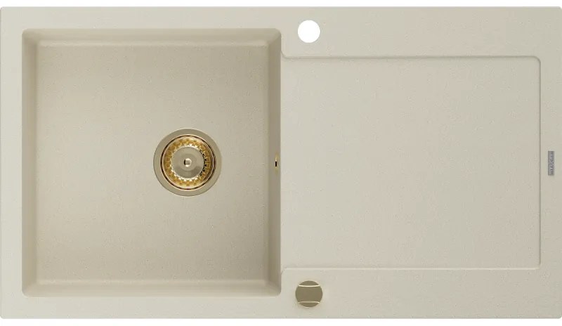 Mexen Leo, drez granitový 900x500x190 mm, 1-komorový, béžová so zlatým sifónom, 6501901010-69-G