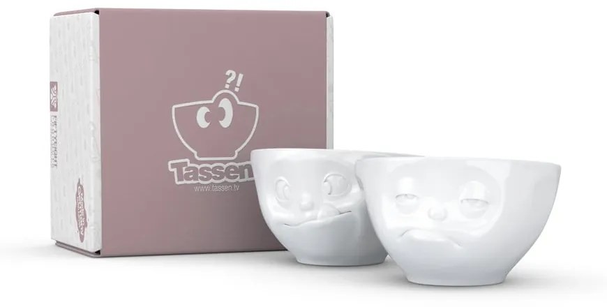 Sada 2 bielych maškrtných misiek z porcelánu 58products