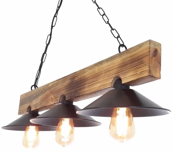 Luster na lankách HEPSI 3xE27/40W/230V smrek/orech