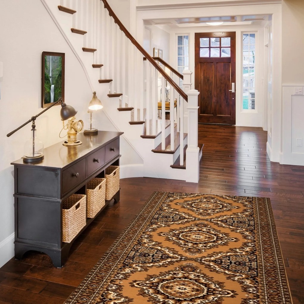 Alfa Carpets, Behúň na mieru TEHERAN T-102 beige, šíre 100 cm, béžová, chodba / predsieň