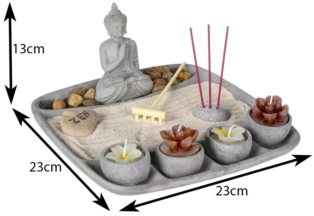 Dekoračná soška Buddy, 23x23x13 cm, sivá