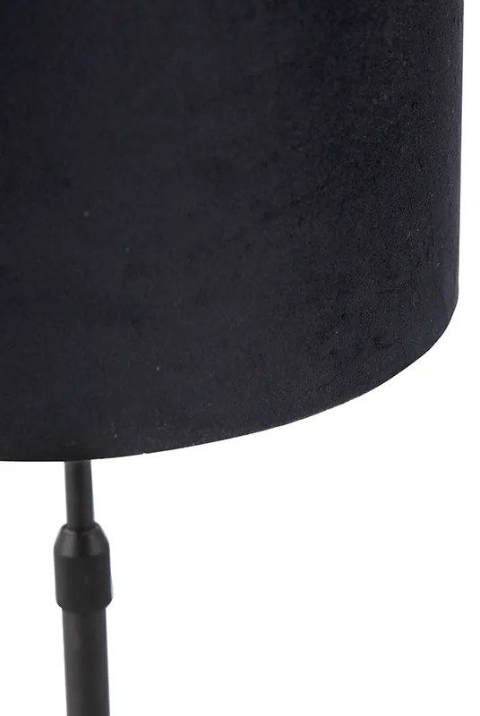 Stolná lampa čierna s čiernym zamatovým tienidlom so zlatom 25 cm - Parte
