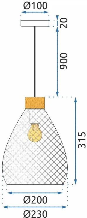 Toolight - Retro sklenená stropná lampa E27 60W APP897-1CP, čierna, OSW-05697
