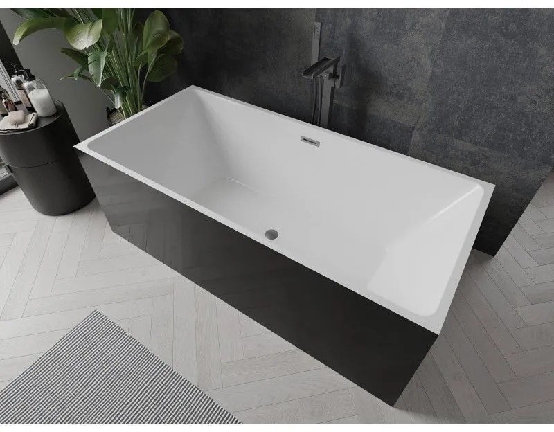 Mexen Nita, voľne stojaca vaňa 170 x 80 cm, biela-čierna, brúsený grafit prepad, 52091708075-95