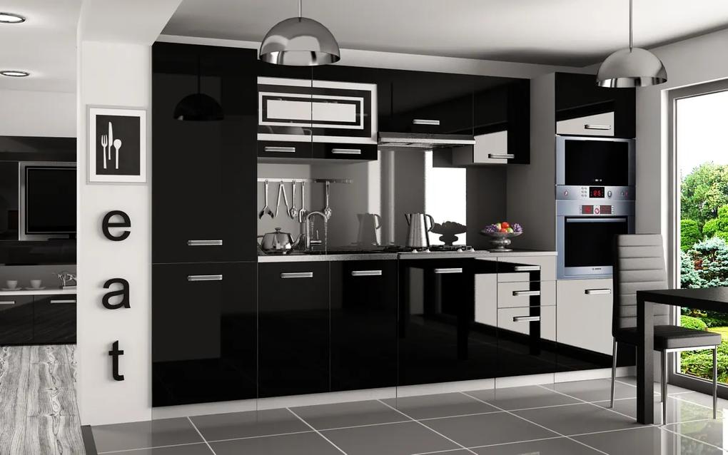 Moderná sektorová kuchyňa čierna Syka 300 cm