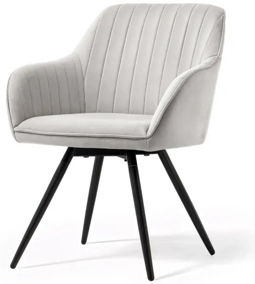 Sada dvoch jedálenských stoličiek TURNO zamatové, sivé / čierne nohy (2 ks)