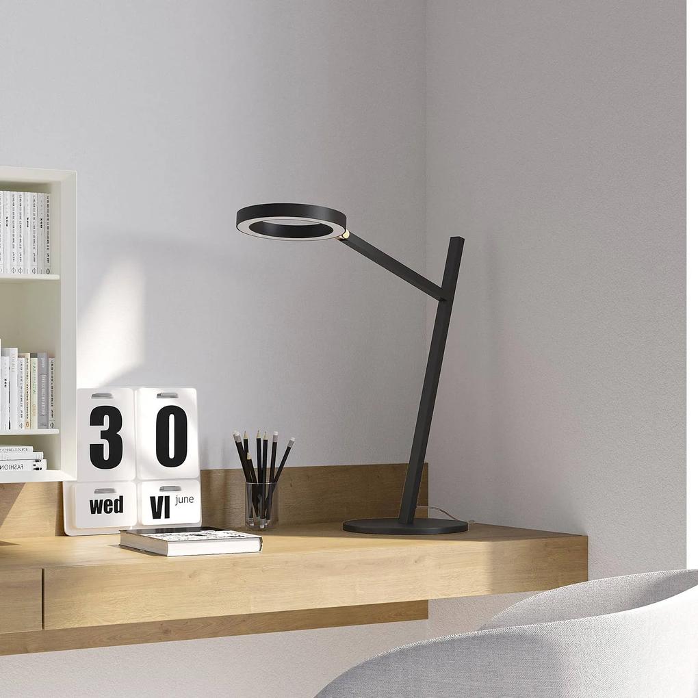Lucande Nimbe stolná LED lampa, čierna, stmievač