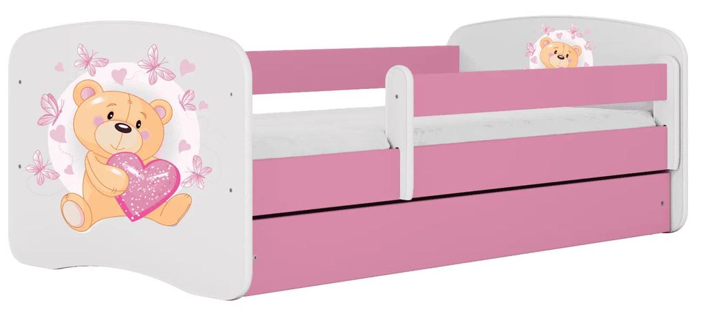 Letoss Detská posteľ BABY DREAMS 160/80- Macko Ružová S matracom Bez uložného priestoru