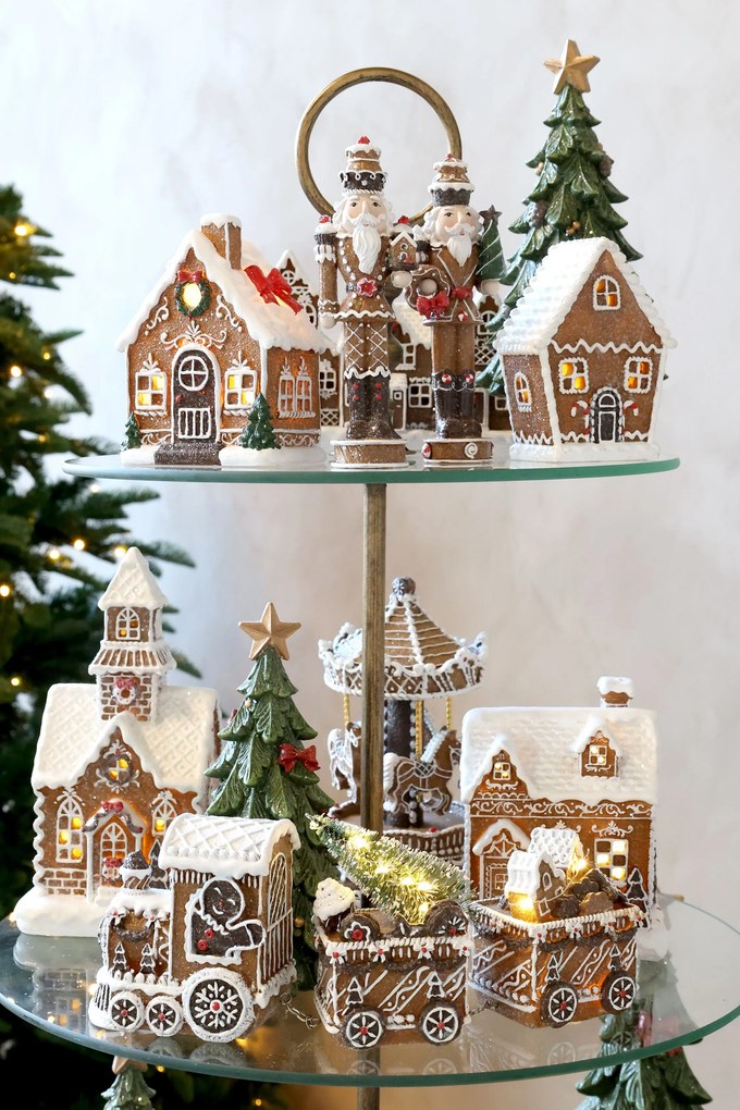 Perníková chalúpka Gingerbread Noël LED - 9,5 * 5 * 12,5 cm / 2xLR44