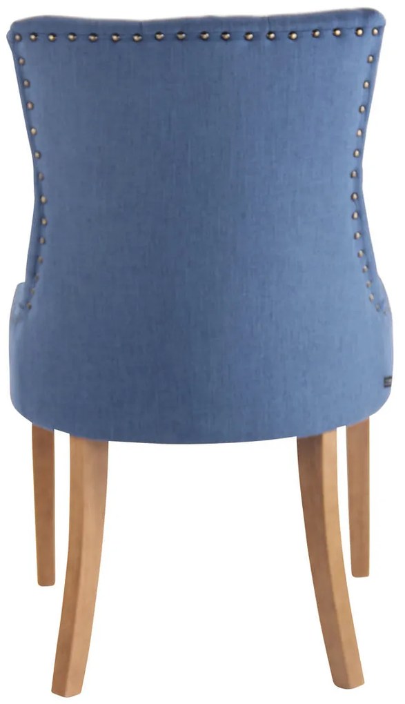 Jedálenská stolička Aberdeen - látka, drevené nohy antik svetlé - Modrá