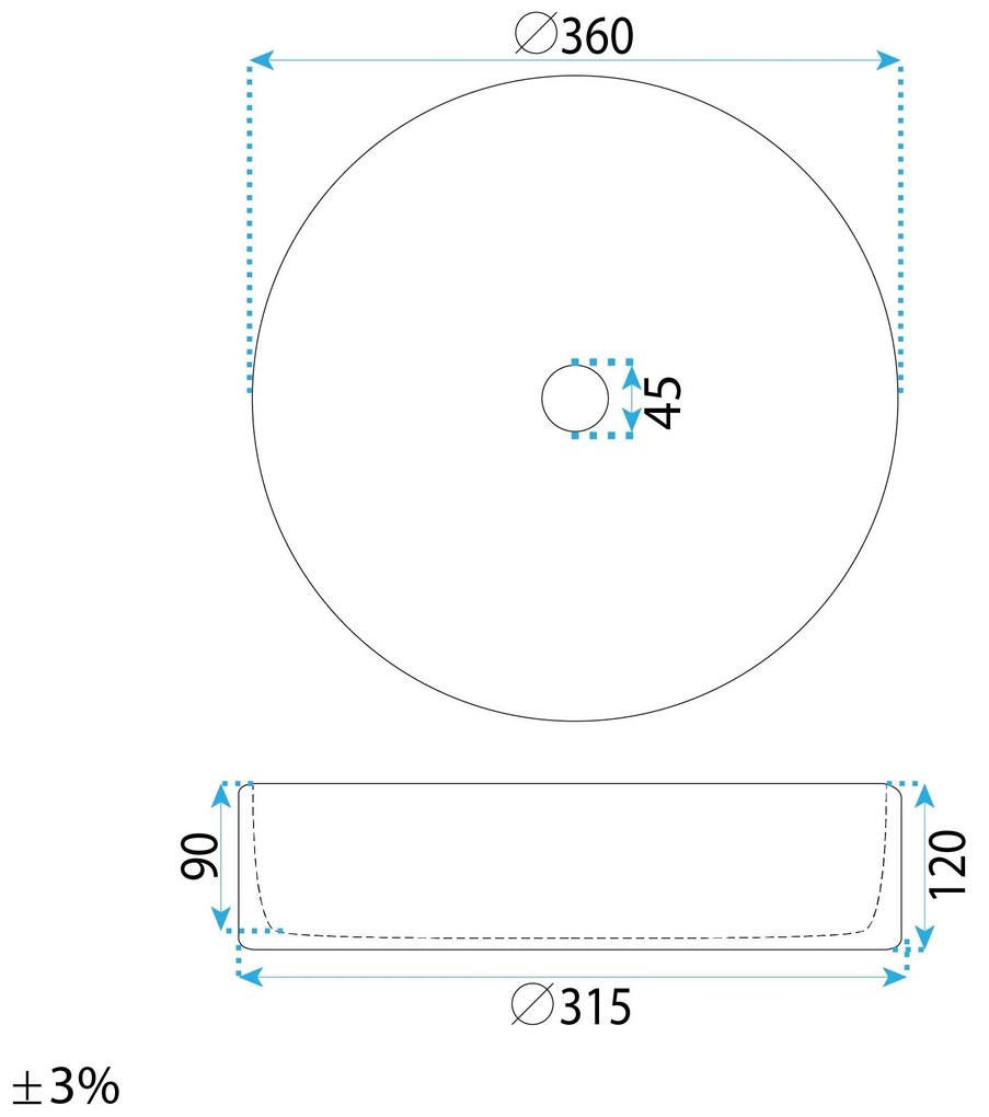 Rea Stefania Fiori, umývadlo na dosku 360x360x120 mm, biela so vzorom, REA-U9853