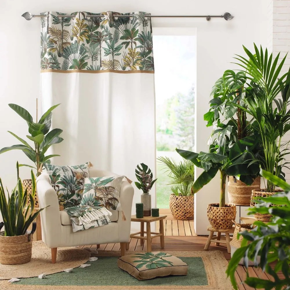 Zeleno-krémový záves 140x240 cm Balinesia – douceur d'intérieur