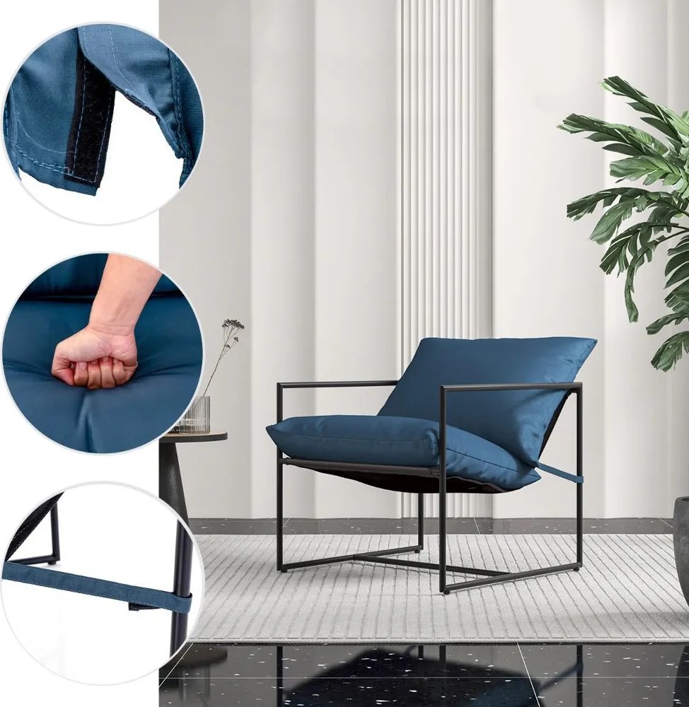 Kovová stolička s vankúšom, sada 2 kusy