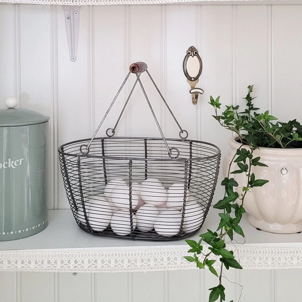 Strömshaga Drôtený košík Oval Zinc Medium