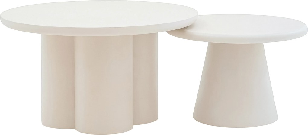 Súprava konferenčných stolíkov Clav 60 cm a Cylindus 80 cm - béžový