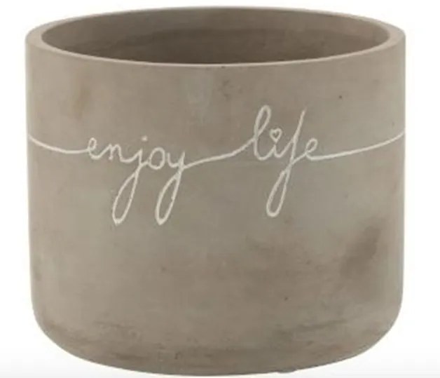 Cementový kvetináč Enjoy Life L - Ø 16 * 13 cm