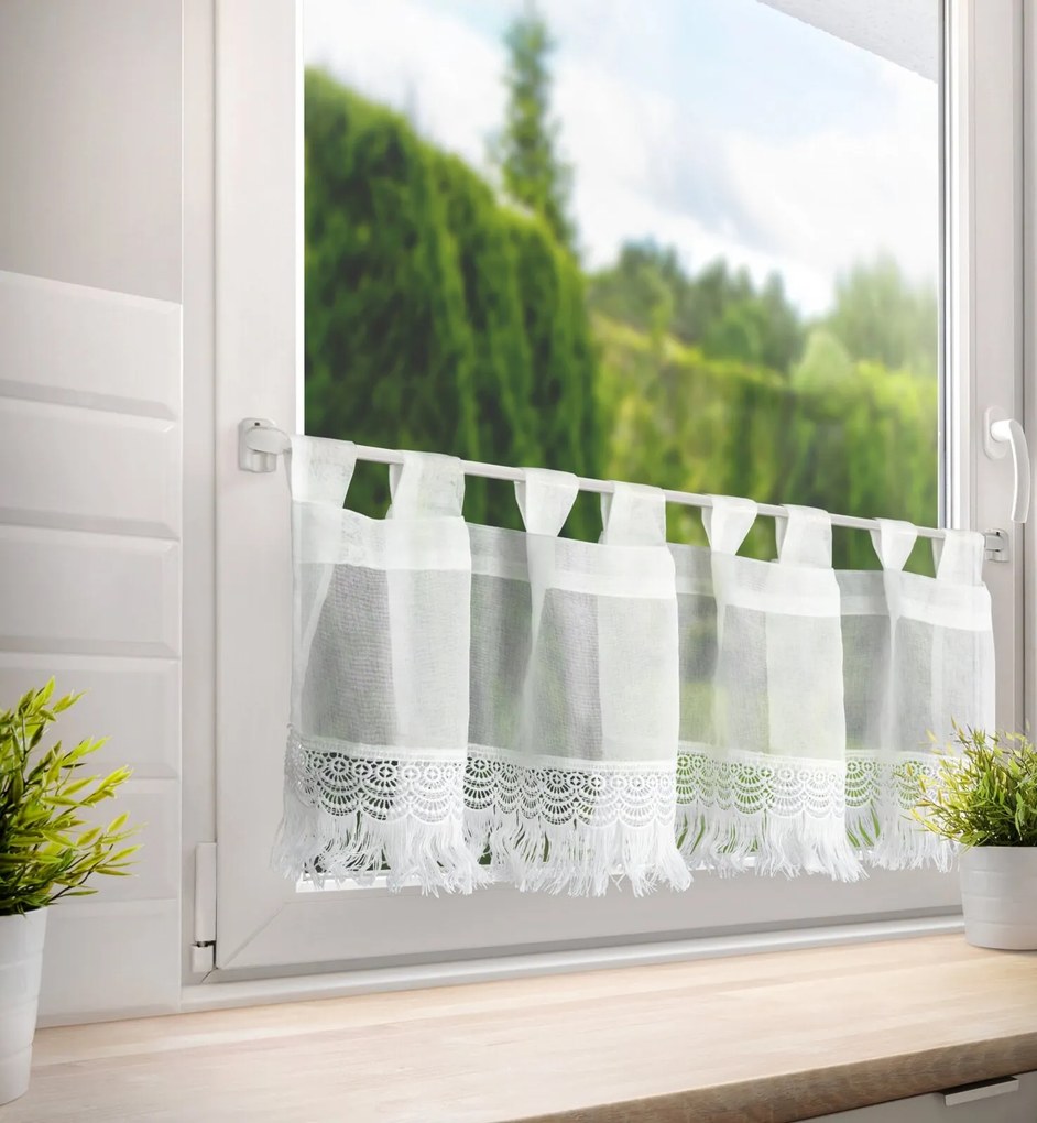 KRÁTKA ZÁCLONA NA PÚTKACH ROXANA 30X150 CM BIELA