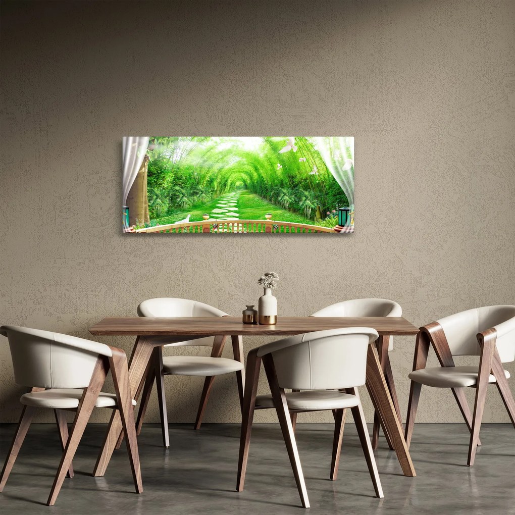 Obraz - Výhľad na tropickú záhradu (120x50 cm)