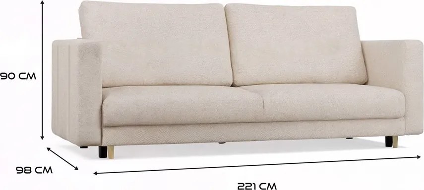 Třímístná rozkládací pohovka Lina 221 cm béžová